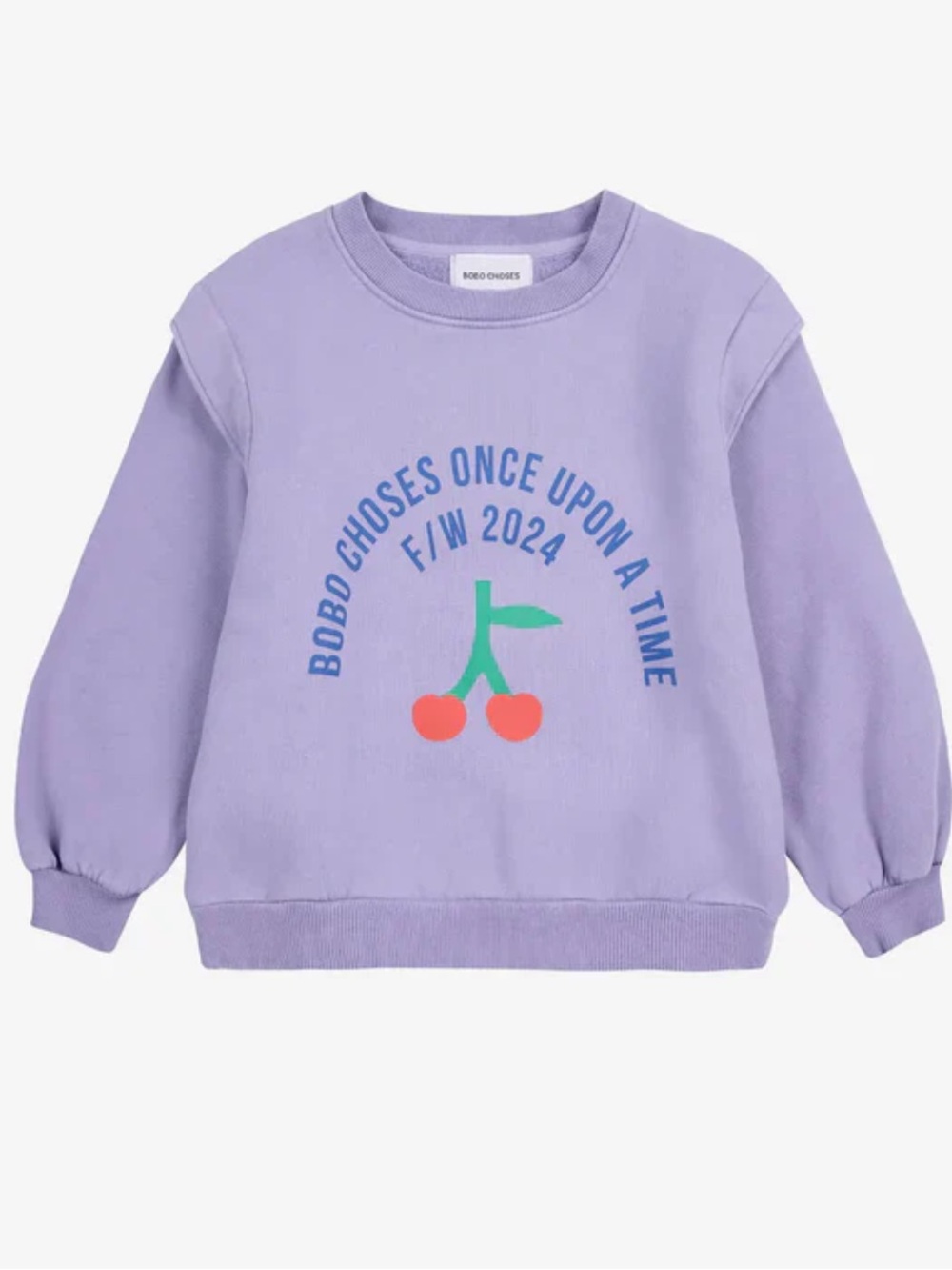 Bobo Choses Lilac Sweatshirt with Coral Cherry Graphic